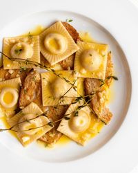 Ravioli in a white wine butter sauce - The Burnt Butter Table