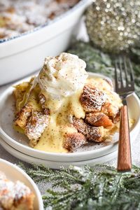 Easy Eggnog Bread Pudding • Dance Around the Kitchen