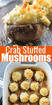 Elegant Crab Stuffed Mushrooms Recipe. These are easy to make with a creamy cheesy crab and herb stuffing covered with crispy panko for the BEST Crab Stuffed Mushrooms from Serena Bakes Simply From Scratch.