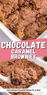 With only 5 ingredients these Chocolate Caramel Brownies are a quick and easy dessert recipe that anyone can make. It's perfect for getting the kids into the kitchen too. The brownies are made with a German Chocolate Cake Mix that's filled with caramel and chocolate chips. #chocolate #brownies