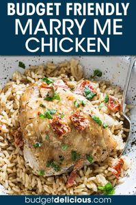 Creamy Marry Me Chicken is a crowd pleasing quick and easy chicken recipe – chicken thighs in a creamy sauce with sun dried tomatoes and bacon! And is ready in 30 minutes. Even better this Sicilian Chicken cooks up in one pot for easy clean up and for busy weeknights using affordable pantry staples. Click for the easy skillet chicken recipe. #chicken #chickenrecipe #marrymechicken #easychickenrecipe #skilletchicken #skilletrecipes #easydinner #frugalmeals #budgetmeals #recipes