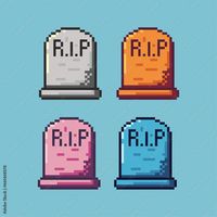 Pixel art sets of rip grave with variation color item asset. Simple bits of halloween grave on pixelated style. 8bits perfect for game asset or design asset element for your game design asset