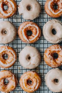 Sour Cream Cake Donuts with Maple Brown Butter Glaze - The Sweet and Simple Kitchen