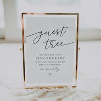 Modern Minimalist "Guest Tree" sign for your guesetbook table. Featuring an elegant calligraphy script.