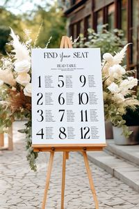 This unique and elegant wedding seating chart for wedding sign, is the perfect choice to match with your wedding decoration! This template is totally editable and printable and you can edit in canva. For more wedding designs you should visit our store, I'm sure you will have more ideas and inspiration! https://www.etsy.com/pt/shop/KarolinadesignArt?ref=profile_header