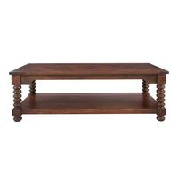 Glenmore 54 in. Large Walnut Brown Rectangle Wood Coffee Table with Detailed Legs