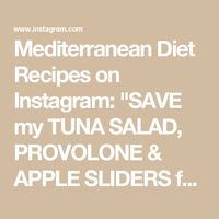 Mediterranean Diet Recipes on Instagram: "SAVE my TUNA SALAD, PROVOLONE & APPLE SLIDERS for the perfect low-carb, high-protein healthy lunch!

Makes 12

Ingredients:
2 large crisp apples
¼ cup Greek yogurt
1 ½ tbsp olive oil
2 tsp dijon mustard
1 ½ tbsp honey
½ tsp salt
1 ½ tsp champagne vinegar or 1 tsp apple cider vinegar
10 ounces canned albacore tuna packed in water
2 celery ribs diced
½ cup seedless grapes cut in 4ths
⅓ cup chopped walnuts
¼ cup diced red onion
12 slices provolone, cut to fit the apple slices
1 cup watercress or micro greens

-Slice apples into circles as shown and use the circular end of a piping tip to remove the seeds.
-To a large bowl add Greek yogurt, olive oil, mustard, honey, salt and vinegar. Whisk till smooth.
-Open both cans of tuna and drain excess water.
-