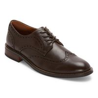 Impress at your next casual or formal event with this pair of Charles wingtip oxford shoes from Stafford. Made from smooth faux leather, this lace-up style has a memory foam insole and a rubber traction sole for added comfort. Features: Memory FoamClosure Type: Lace-UpFootwear Technology: Memory Foam InsoleShoe Heel Height: 1 3/4 InchesUpper/Outer Base Material: 100% PolyethyleneShoe Lining Material: PolyesterSole Material Content: 100% RubberToe Type: Wing Tip, Closed ToeCare: Wipe CleanHeel St