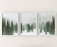 SET OF 3 Winter Forest Prints Snow Christmas Trees Printable | Etsy