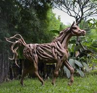 Horse Statues - Prancing Stallion - Handcrafted from Natural Salvaged Driftwood & Roots - Woodland Creek's Artisans Can Create You a One-of-a-Kind Piece - Perfect for Outdoor Display!