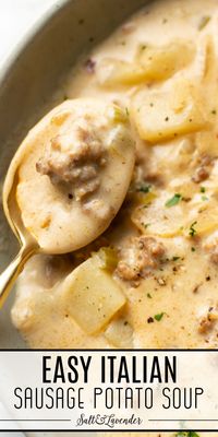 It's so simple to make this creamy Italian sausage and potato soup recipe! In under an hour it's ready, and it's a soul-warming soup on a chilly day.