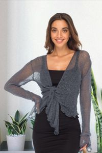 Pretty and versatile lightweight cropped knit cardigan can be worn with almost any outfit!