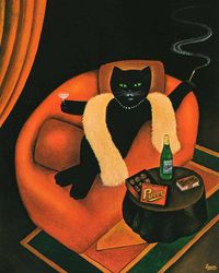 Cat in Sofa Art Print by Martin Leman. Original 1980 – NeonTalk