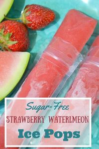 Healthy watermelon strawberry ice pops with no refined sugars. So delicious and refreshing on a hot day. The kids loved them! | freeze pops | popsicles