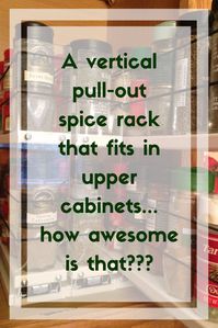 Brilliant spice rack  - I LOVE this! It completely changed my life...no more spices disappearing into the bowels of the cabinet when they fall off the lazy susan!  #nestfeathers #kitchenorganization #talesfromthekitchen #kitchentools #storagehacks