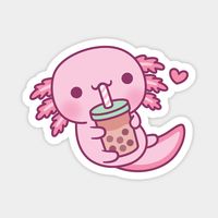 A cute little pink axolotl is drinking and loving a cup of bubble milk tea that has lots of boba! Kawaii doodle for anyone those who loves axolotl and boba tea! -- Choose from our vast selection of magnets to match with your desired size to make the perfect custom magnet. Pick your favorite: Movies, TV Shows, Art, and so much more! Available in two sizes. Perfect to decorate your fridge, locker, or any magnetic surface with.