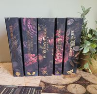 The complete ACOTAR series!  Each book will be rebound and given a custom hardback cover using a cotton bookcloth and metallic foil.  Please let us know in the massage box your preferred edge colour! We will do our best to match it. All books will be sprayed the same colour. If you have no preference they will be grey.  We believe in full transparency with our valued customers. Given the nature of handmade items, there will be some slight imperfections. We strive towards upcycling and creating t