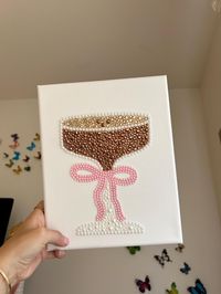 Super cute espresso martini diamond painting! 8x10 canvas made with rhinestones and pearls! Hand painted and made to order!