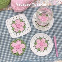 Cherry Blossom Coasters/Granny Square 🌸 I made some lovely coasters for this week’s video (๑･̑◡･̑๑) hope you enjoy it!! Tutorial is… | Instagram