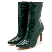 Bota Cano Medio Bico Fino Verde Militar-<pre courier new", courier, monospace, arial, sans-serif; margin-bottom: 0px; white-space: pre-wrap; background-color: rgb(255, 255, 255); color: rgb(0, 0, 0); font-size: 14px;">Material: Cro...