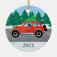 Miniature Pinscher Christmas Car Ceramic Ornament | Zazzle.com