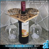 Brand New item!  Custom Wood Wine Caddy with matching glasses! Makes the perfect accessory for any wine lover. Great for a Wedding, Housewarming, or Valentine's day gift!