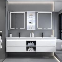 PRICES MAY VARY. ❤Versatile Sizing Options: Available in 6 sizes ranging from 52IN to 72IN, this vanity set is designed to fit various bathroom dimensions, ensuring a perfect match for your space. ❤Smart Sensor Lighting: Enhance your bathroom with this white double vanity set featuring intelligent mirror cabinets. The sensor lights automatically illuminate upon detecting movement for added convenience. ❤Interactive Smart Mirror: The smart mirrors on each side come with LED lights, touchscreen co