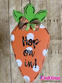 "Spring is right around the corner! Order your Spring/Easter door hanger today! MADE TO ORDER Measures: 24\"x12\" hand made hand cut sealed for protection MDF wood light weight You may choose the colors, design, and words you want! When you order please specify in notes to seller. Ribbon may vary depending on availability."