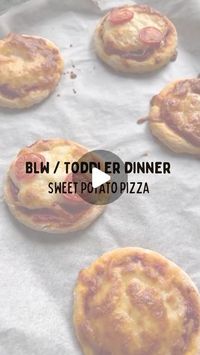 Chelsey Watkins on Instagram: "BLW / Toddler Dinner - Sweet Potato Pizzas 🍕 

Who knew that sweet potato makes the perfect pizza dough? Well these 2 ingredient pizzas are easier than ever and a great way to make veg fun for little ones! 🍠 

🍕 Choose whichever toppings you like! I used mozzarella and cherry tomatoes to keep it simple. But to get even more veg in you could add grated carrot/courgette into the pizza sauce! 

👶🏼 suitable from 6 months+. Cut into strips for little ones under 12 months. 

❄️ suitable for freezing up to 3 months 

2 small sweet potatoes
190g self raising flour 
Pizza sauce - I use tomato purée with mixed herbs and a splash of water
Your choice of toppings

1.Peel, chop and boil your sweet potato until cooked, drain and mash 
2.Preheat oven to 180c and line a