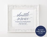 Shuttle Service Sign, Navy Wedding Sign, Wedding Printable, Blue Wedding, Wedding Shuttle, Wedding Template, PDF Instant Download #BPB320_78 from Bliss Paper Boutique — $6.50