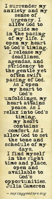 Love this. A great way to start out the new year and begin living life. All things happen in Gods time. Let him lead you and your life will never be the same and you will finally find peace. @Rose Pendleton Workman