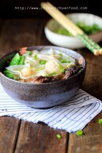 Chinese Cantonese style Shrimp Wonton Soup. I have made several wonton soup recipes on this little Chinese food blog and this one is my current favorite. This version comes out really great with the highlights