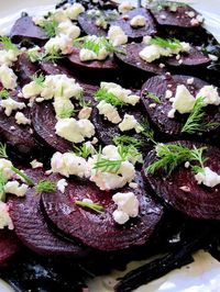 Beets with walnuts and goat cheese