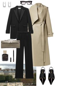 ysl costume set, slingbacks, glasses the row trench hermes wallet bottega earrings