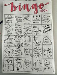 a little reading journal spread i made !!! reading challenge/bingo game