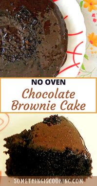 This Easy Chocolate Brownie Cake is made without the help of a microwave/convection oven and is made in a regular steamer on the stovetop. The result is a fluffy, airy cake.