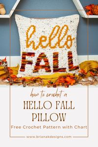 I'm ready to bust out those boots, light those fall candle scents, mix up everything pumpkin, and get in the fall mood. It’s a beautiful season to relax and do a bit of crochet. So why not create a new home decor piece with this Hello Fall Crochet Pillow?