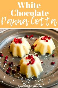 Silky smooth, creamy and with the perfect wobble this White Chocolate Panna Cotta is the easiest way to make an impressive yet effortless dessert. Serve this rich chocolately dessert with pomegranate or fresh berries! #pannacotta