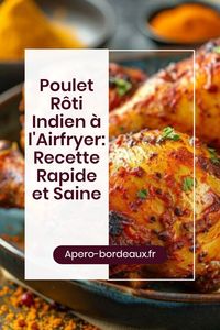 Délectez-vous de ce succulent poulet rôti indien dans votre Airfryer, une recette parfaite rapide et saine. Mélange d'épices variées et richesse des garnitures, ce plat accompagnera idéalement vos soirées. Préparation et cuisson totales en deux heures seulement.  #PouletRôti #CuisineIndienne #Airfryer #RecetteFacile #DînerSain #CuisineRapide #ÉpicesIndiennes #PouletMariné #CuissonAirfryer #PlatExotique