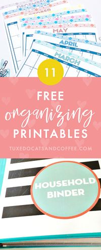 If you're ready to get your life together and everything organized - from your home to your meal planning, finances, and more - you'll love these free printables that you can use to organize just about anything. Here are 11 free organizing printables to organize your whole life. #organize #printables #freeprintables #organizing #organization #organizingideas