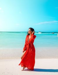 Embroidered Red Dress Dress Cover up Beach CoverUp #beachstyle #rewardstyle #rewardstylebloggers #latinafashion #latinastyle