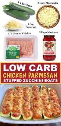 Low Carb Chicken Parmesan Stuffed Zucchini Boats - Instrupix