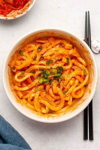 Cheesy Kimchi Udon Noodles (5 Minutes) - Okonomi Kitchen