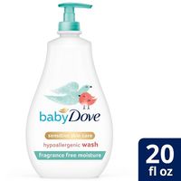 Baby bath time is special. And with baby skin being 30% thinner than ours, the best care is the gentlest. To help protect your little one's skin, we created Baby Dove Fragrance Free Moisture Hypoallergenic Baby Wash to provide ultra-gentle care for baby's sensitive skin.   Unlike other baby washes, our tear-free and hypoallergenic baby wash and shampoo is made with 100% skin-natural nutrients, which are identical to those naturally found in skin, and prebiotic moisture to help replenish the esse