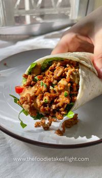 Shredded Tofu Wraps with Sriracha Mayo - The Foodie Takes Flight