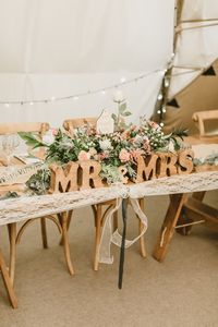 Wedding Top Table Decorations Wooden Letters Amy Lou Photography #wedding #toptable