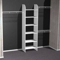 closet idea - with horizontal upper shelves & floor cubes on left side