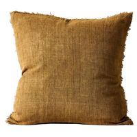 Aura By Tracie Ellis Fringed Vintage Wash Square Linen Cushion | Temple & Webster