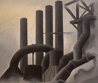 https://flic.kr/p/25J69qS | Elsie Driggs, Pittsburgh, 1927 1/15/18 #whitneymuseum | Inspired by childhood memories, Driggs revisited the Pittsburgh's steel mills.  She told herself:  "`This shouldn't be beautiful.  But it is.'  And it was all I had, so I drew it."