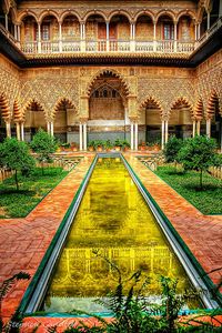 Courtyard in the Alcazar, Seville, Spain (done)